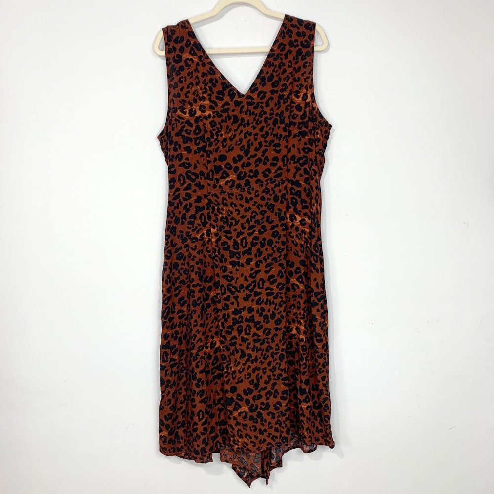 BEACH LUNCH LOUNGE Anais Midi‎ Dress Rumba Red Leopard Animal Print Sz L - Picture 5 of 7